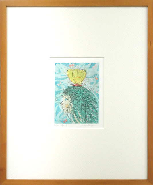 渋谷栄一「蝶と少女」銅版画