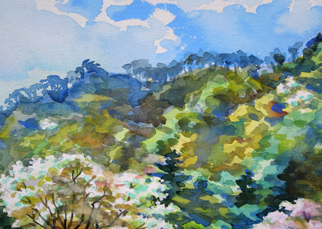 繁野三郎「円山公園」水彩画・10号　拡大画像1