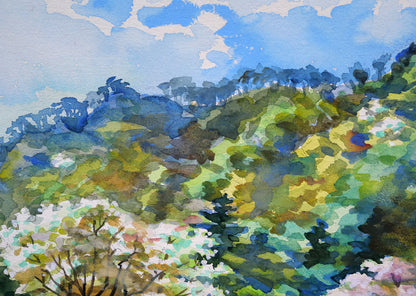 繁野三郎「円山公園」水彩画・10号　拡大画像1