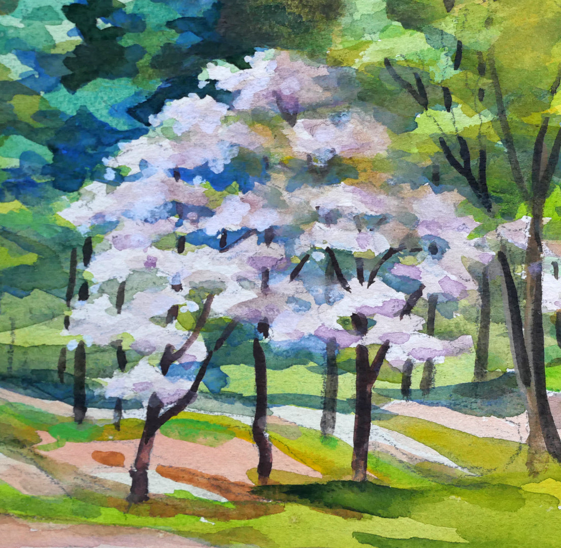 繁野三郎「円山公園」水彩画・10号　拡大画像4