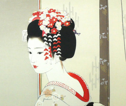 志村立美「舞妓」木版画　拡大画像1