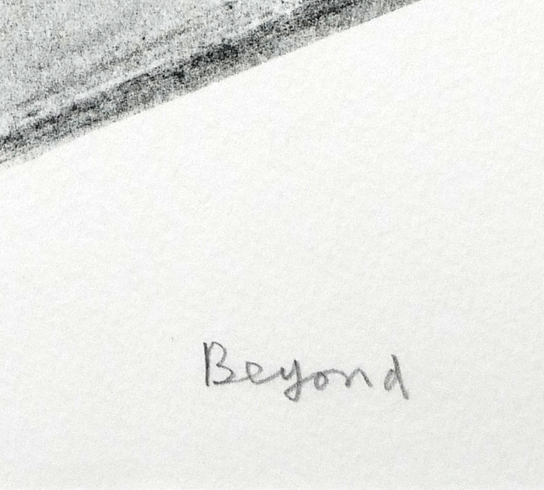 篠田桃紅「Beyond」リトグラフに手彩色　タイトル部分拡大画像