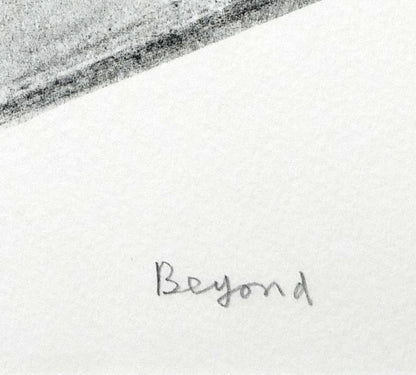 篠田桃紅「Beyond」リトグラフに手彩色　タイトル部分拡大画像