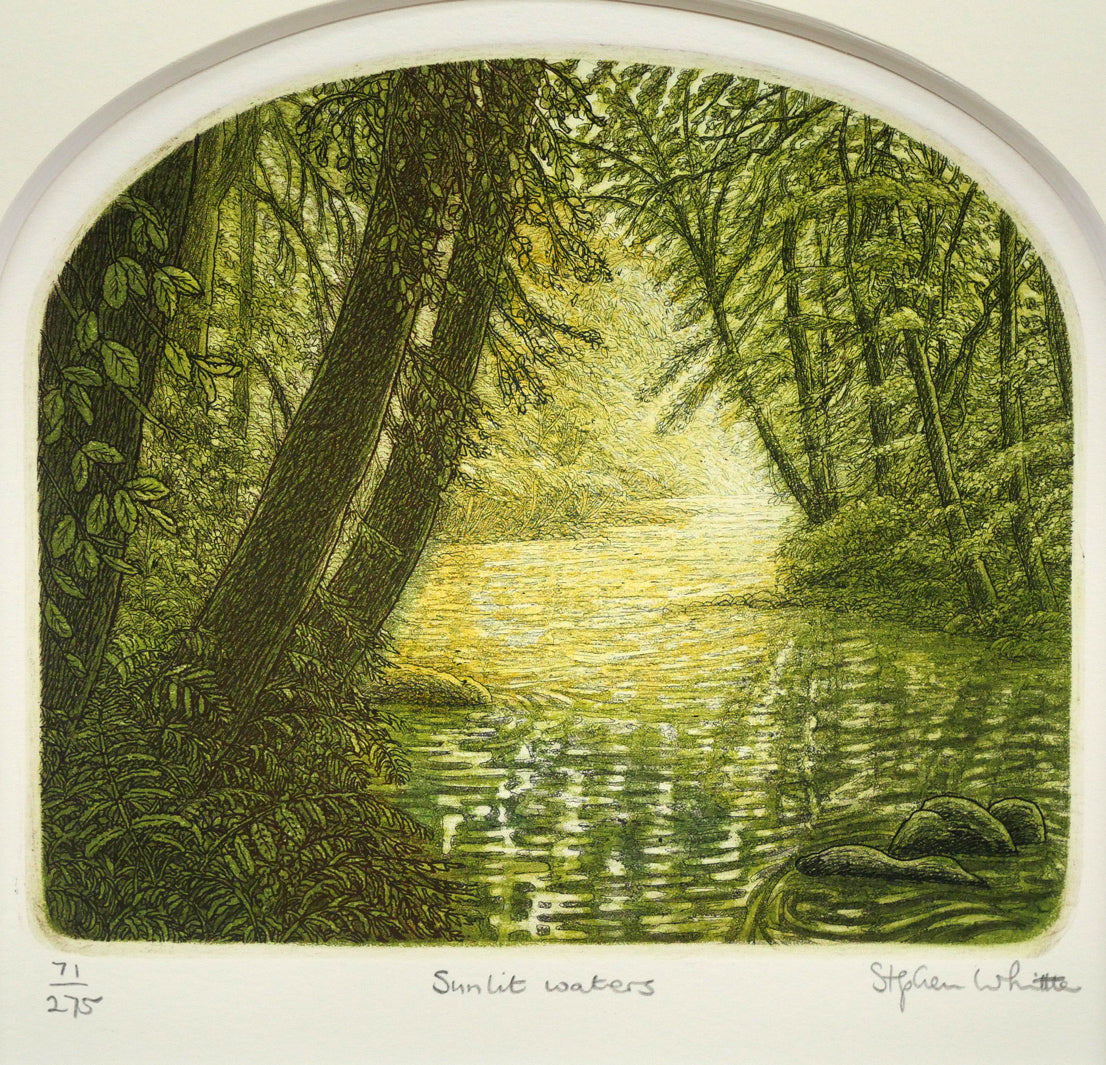 ステファン　ウイットル（Stephen　Whittle）「Sunlit　waters」銅版画　作品全体画像