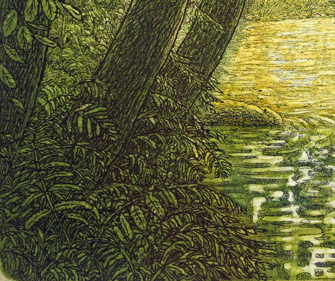 ステファン　ウイットル（Stephen　Whittle）「Sunlit　waters」銅版画　拡大画像3