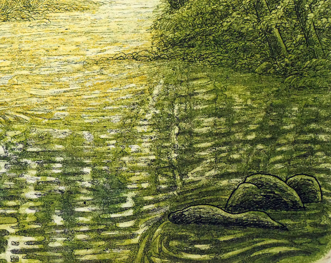 ステファン　ウイットル（Stephen　Whittle）「Sunlit　waters」銅版画　拡大画像4