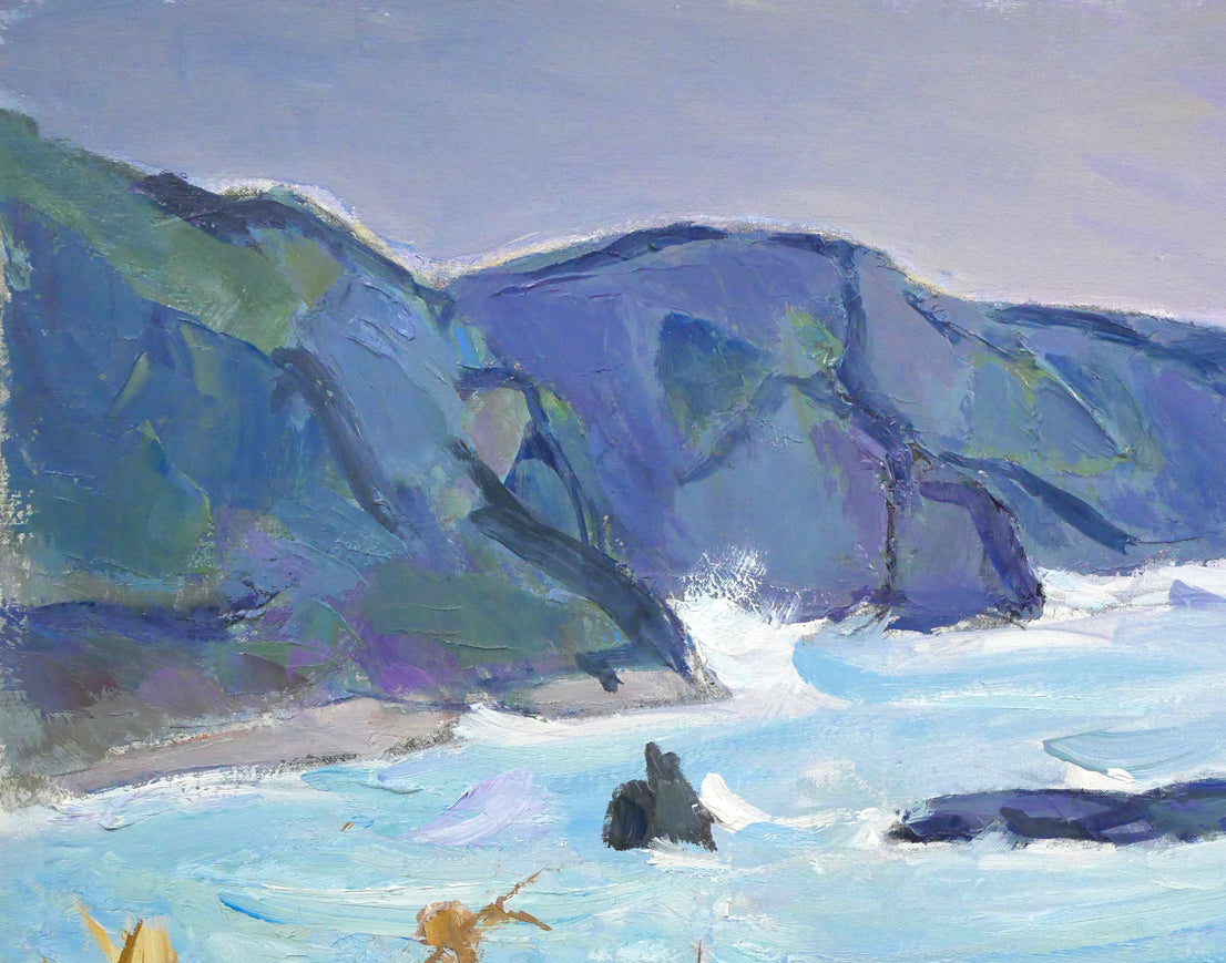 菅野矢一「北の海（積丹半島）〔財界さっぽろ表紙絵原画〕」油絵・P8号　拡大画像1