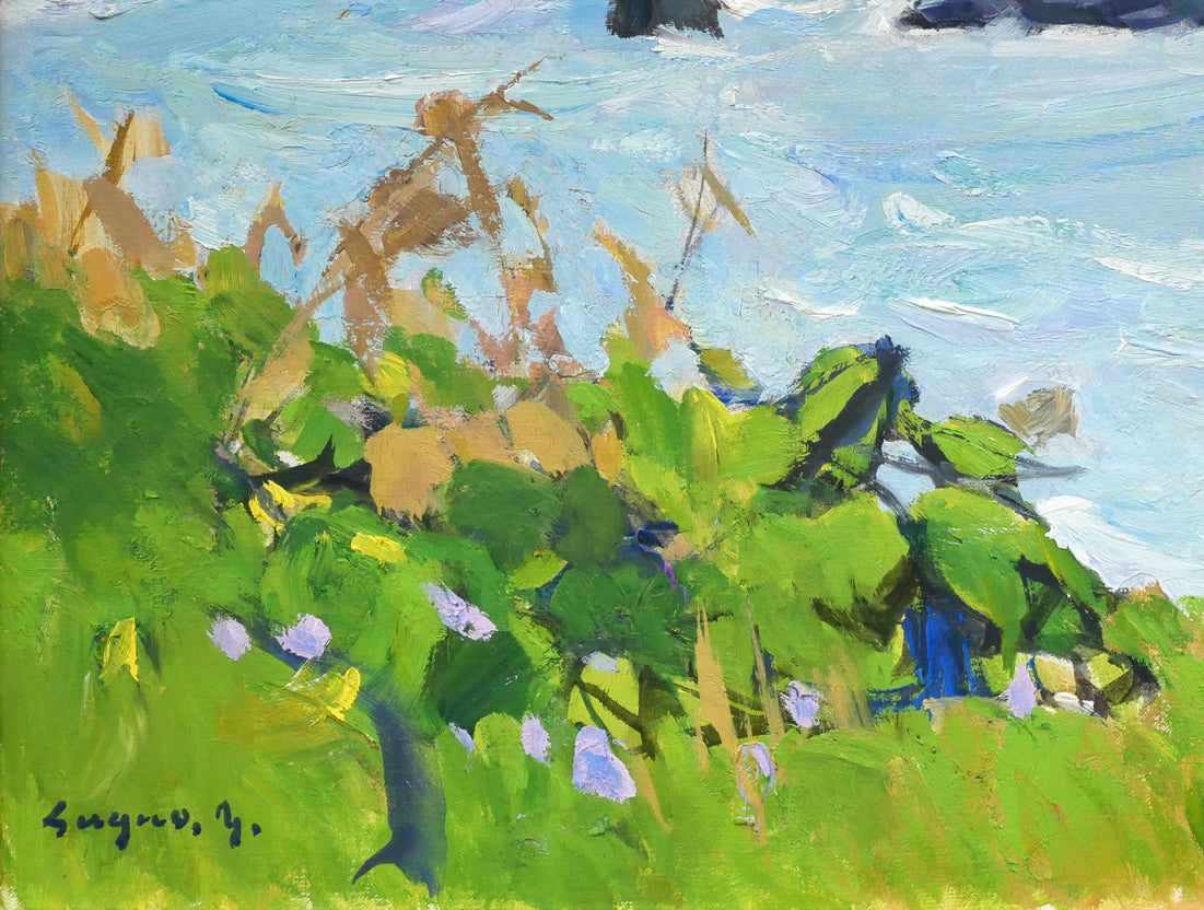 菅野矢一「北の海（積丹半島）〔財界さっぽろ表紙絵原画〕」油絵・P8号　拡大画像3