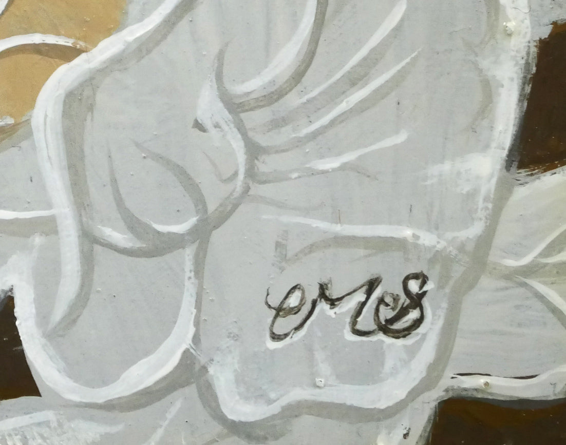 杉浦幹男「卓上の葡萄」油絵・F3号　サイン拡大画像