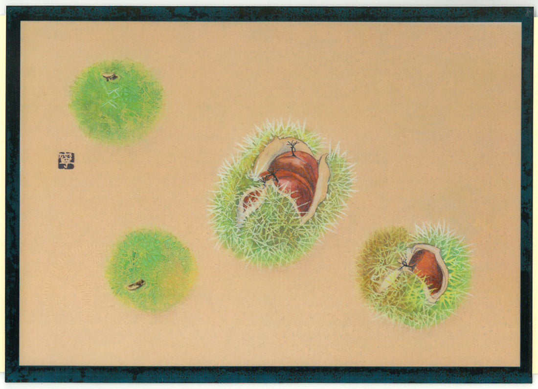 杉山寧「栗」パステル・水彩画・8号　東京美術俱楽部鑑定委員会　鑑定証書（裏）