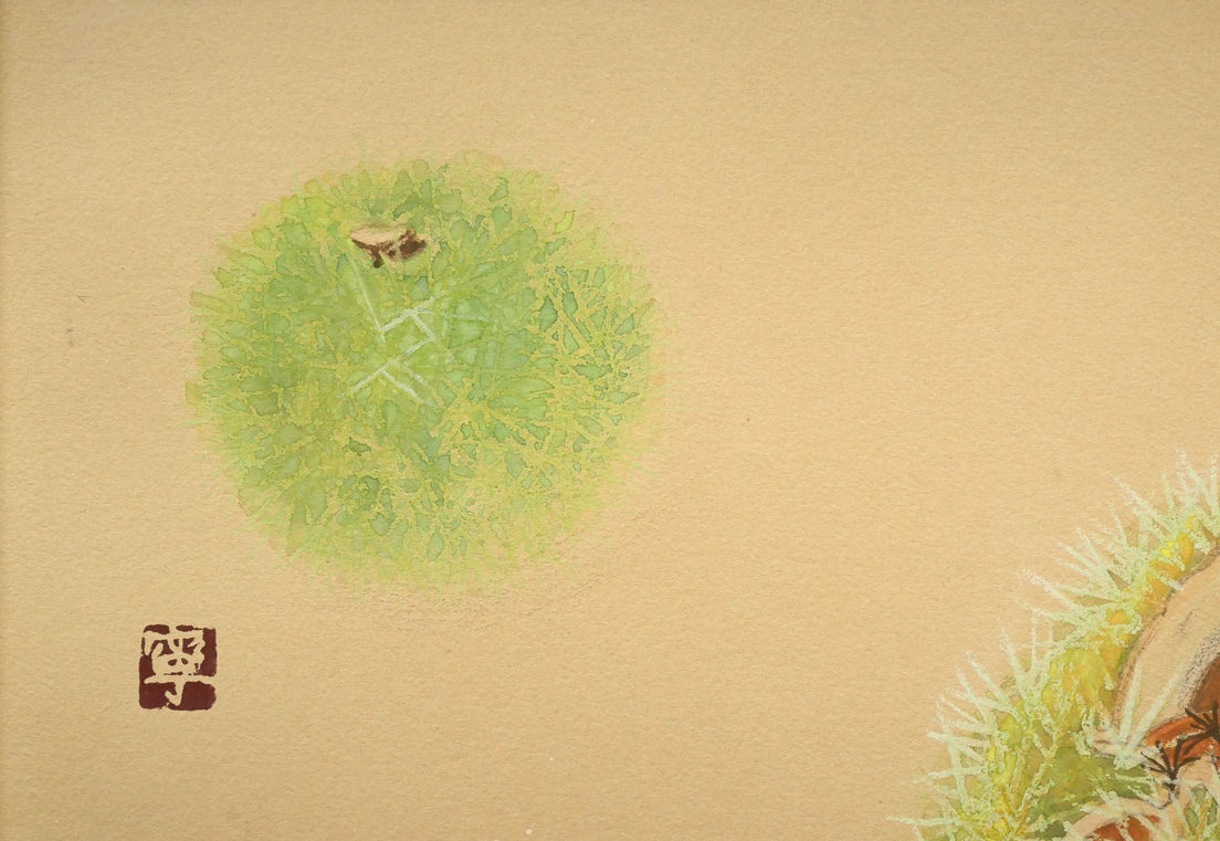杉山寧「栗」パステル・水彩画・8号　拡大画像1