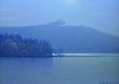 住吉久志「光る湖」油絵・F4号　作品全体画像