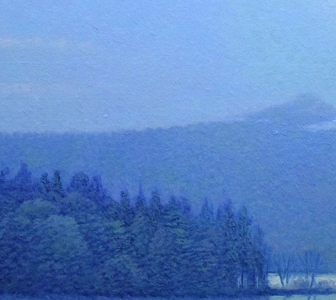 住吉久志「光る湖」油絵・F4号　拡大画像1