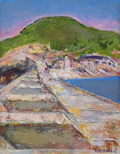 阿以田治修 油彩画 田園風景 - 美術品