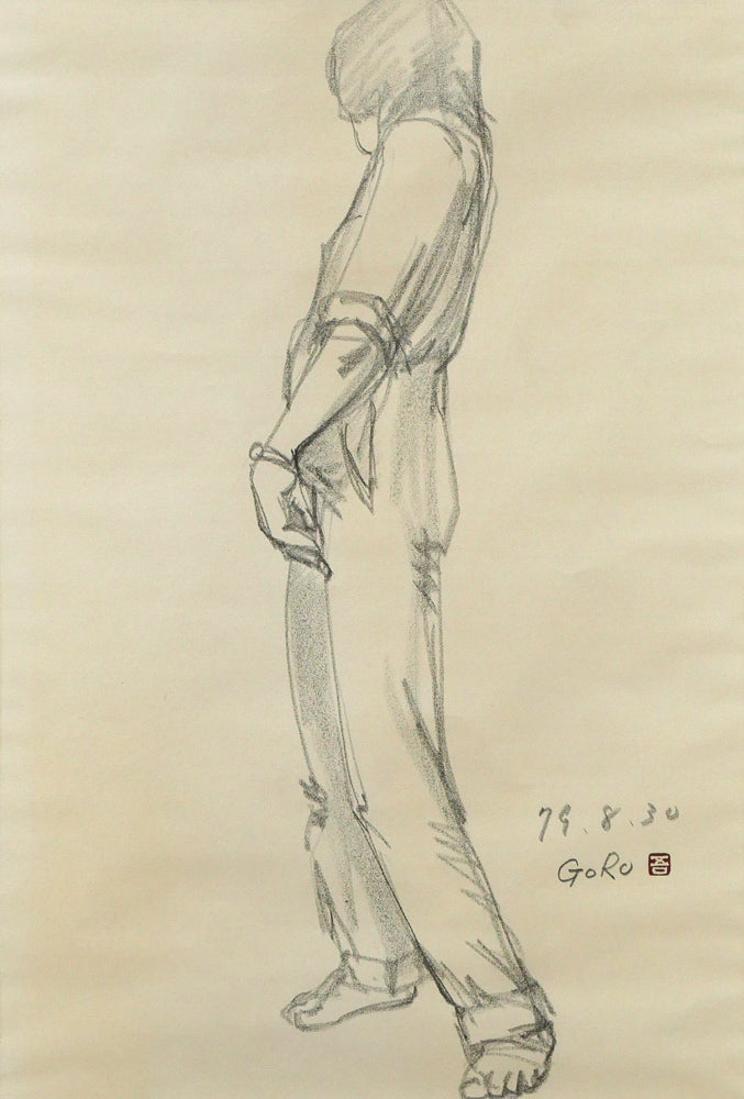 鈴木吾郎「人物像」鉛筆デッサン・5号　作品全体画像