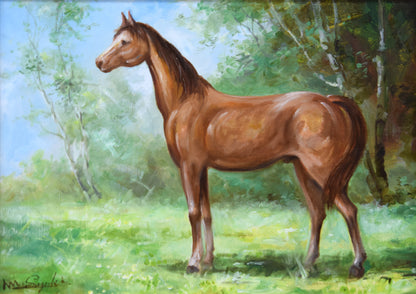 鈴木政輝「馬」油絵・F4号　作品全体拡大画像