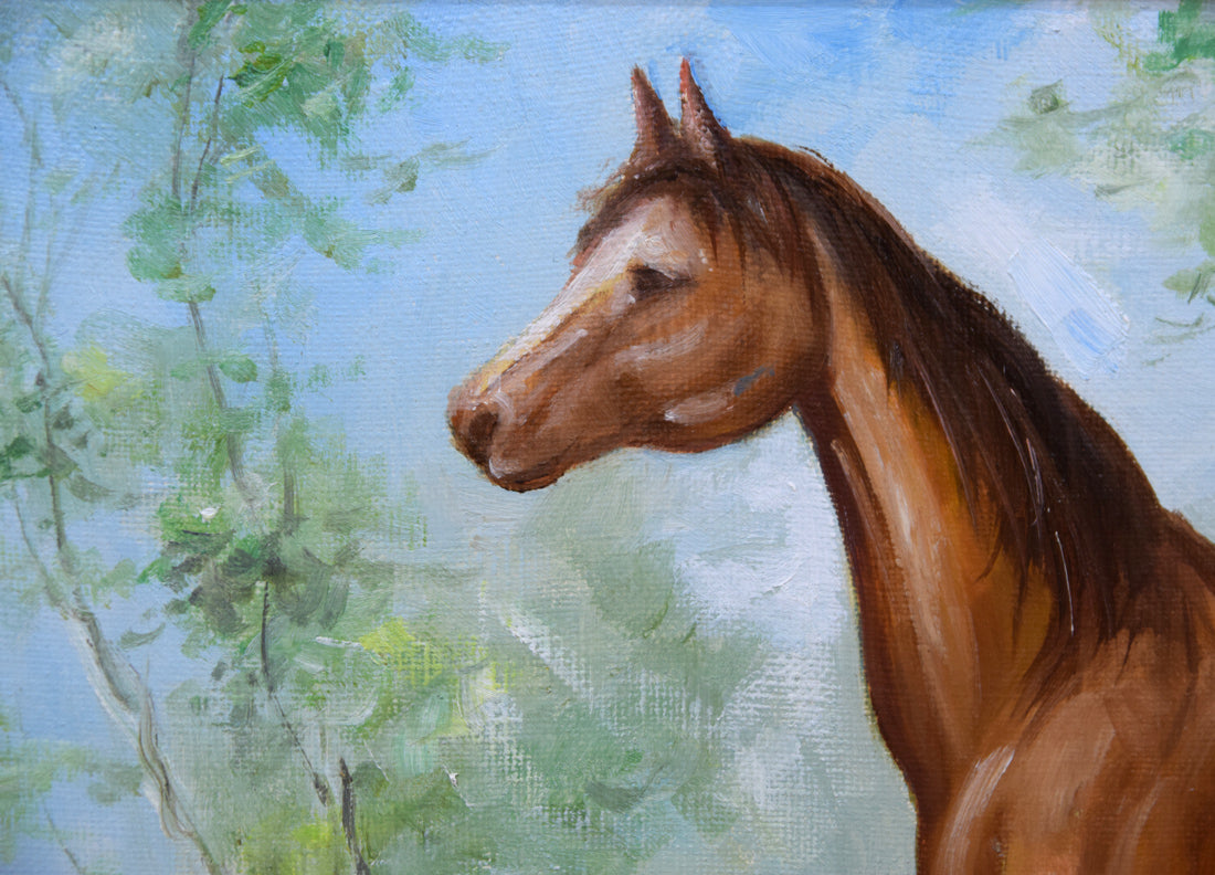 鈴木政輝「馬」油絵・F4号　拡大画像1