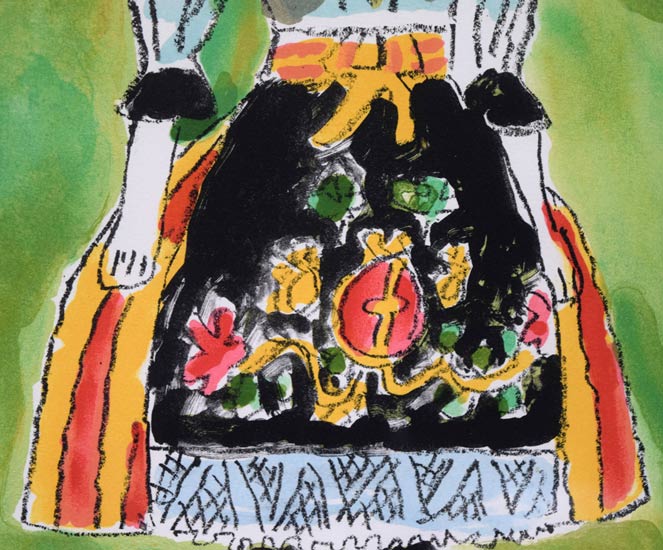 鈴木信太郎「人形」リトグラフ　拡大画像4