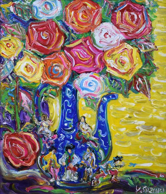 鈴木康雄「薔薇」油絵・F10号　作品全体拡大画像