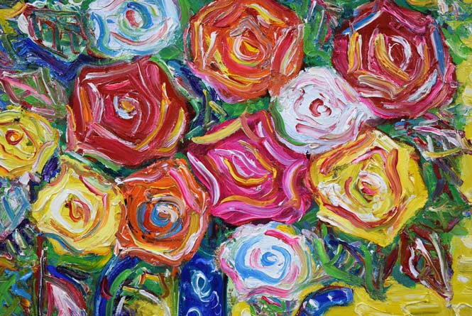鈴木康雄「薔薇」油絵・F10号　拡大画像1