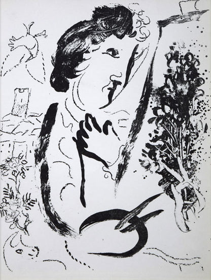 マルク・シャガール(Marc　Chagall)「Before　the　Picture」リトグラフ　作品全体拡大画像
