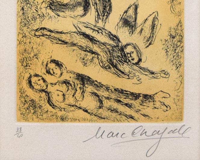 マルク・シャガール(Marc　Chagall)「ダビデの詩篇」よりPL.12　エッチング・アクアチント（銅版画）　拡大画像2