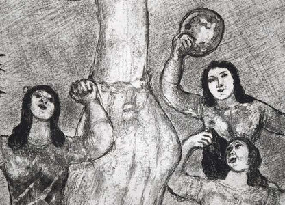 マルク・シャガール(Marc　Chagall)『「聖書」より・ミディアム勝利を祝う』エッチング（銅版画）　拡大画像2