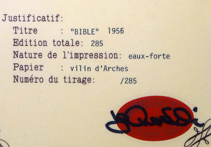マルク・シャガール(Marc　Chagall)『「聖書」より・ミディアム勝利を祝う』エッチング（銅版画）　保証書拡大画像