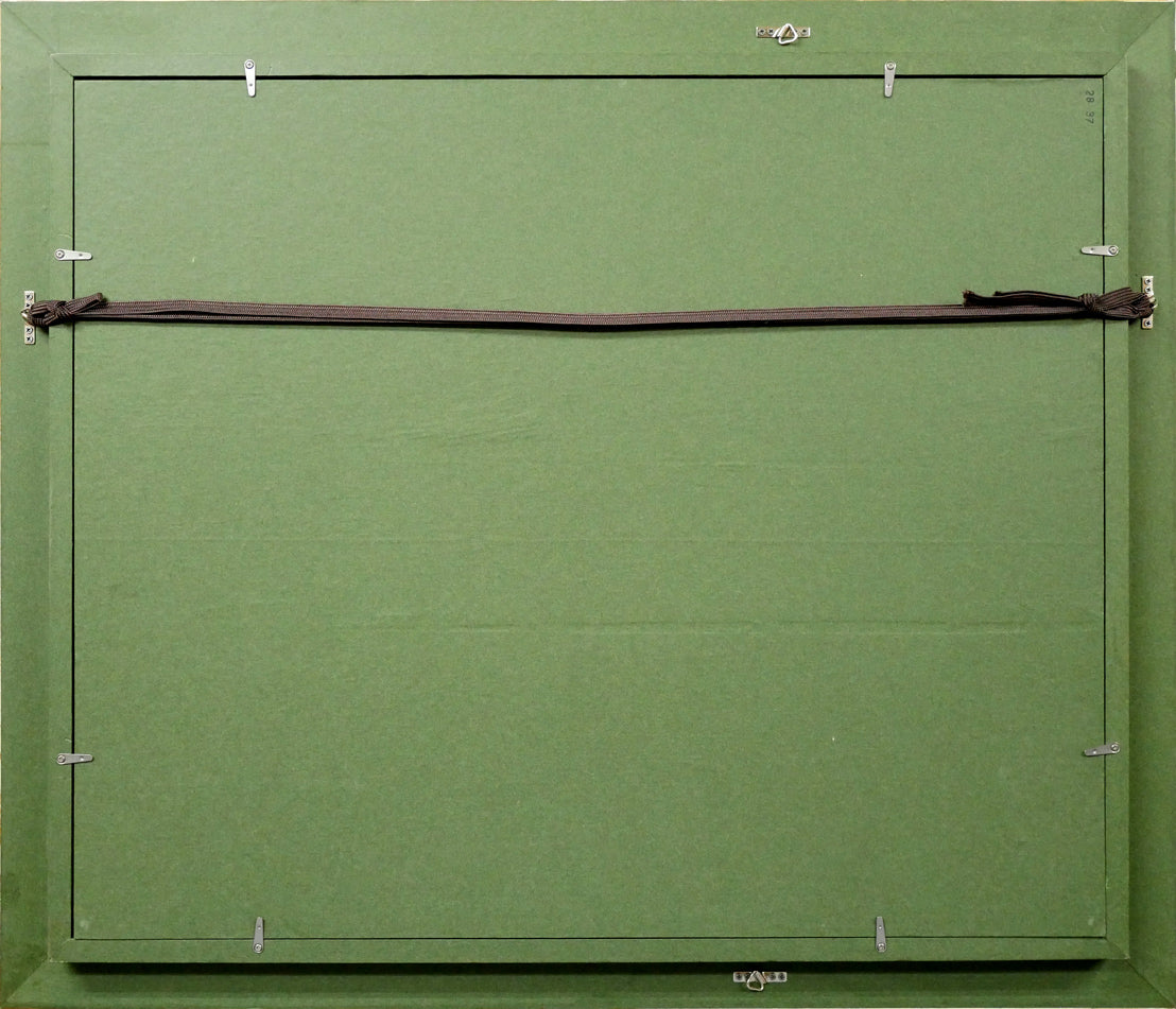 立川広己「赤い盛り花」油絵・F12号　額縁裏側画像