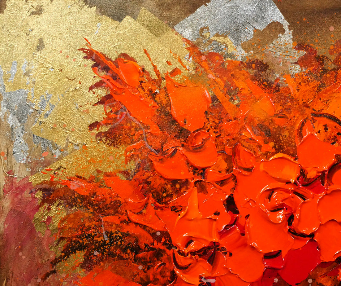 立川広己「赤い盛り花」油絵・F12号 絵画買取・販売の小竹美術