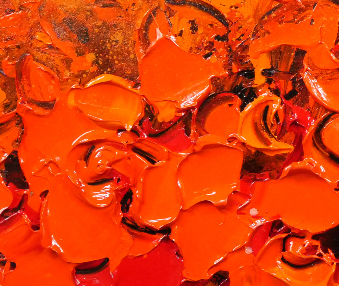 立川広己「赤い盛り花」油絵・F12号 絵画買取・販売の小竹美術