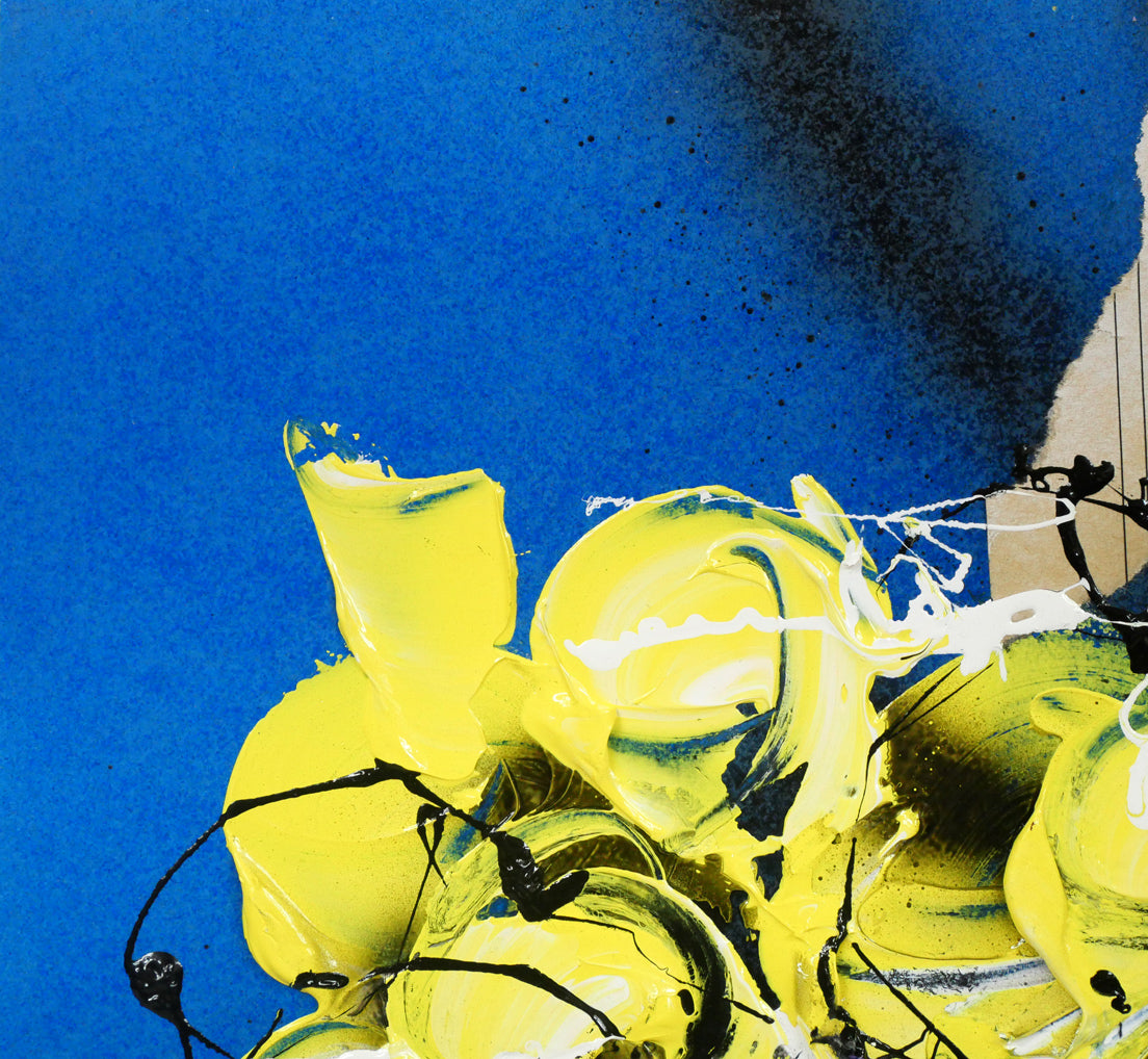 立川広己「メロディー」油絵にコラージュ・色紙　拡大画像1