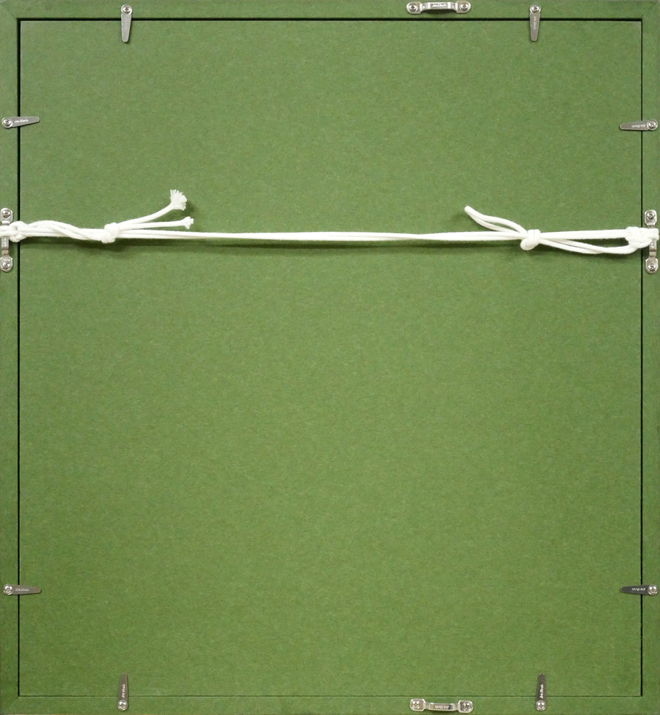 立川広己「メロディー」油絵にコラージュ・色紙　額縁裏側画像