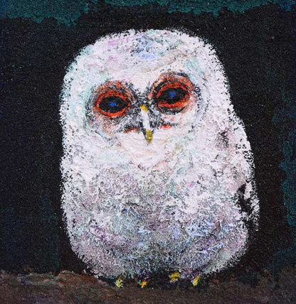 多田博一「フクロウ」油絵・SM　拡大画像3