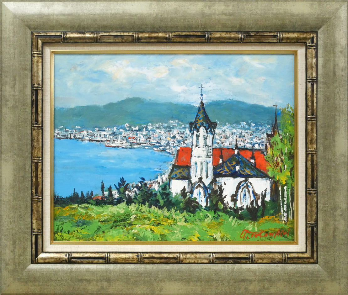 高橋益之「函館風景」油絵・F6号