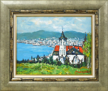 高橋益之「函館風景」油絵・F6号