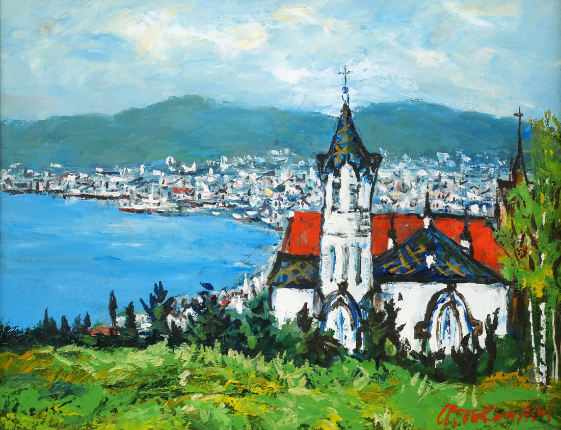 高橋益之「函館風景」油絵・F6号　作品全体画像