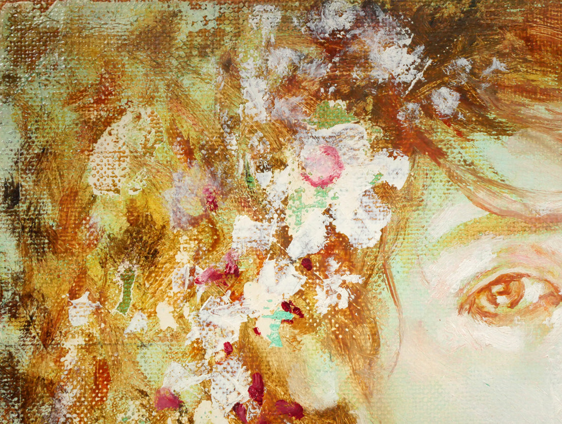高橋正一「白い花」油絵・SM　拡大画像1