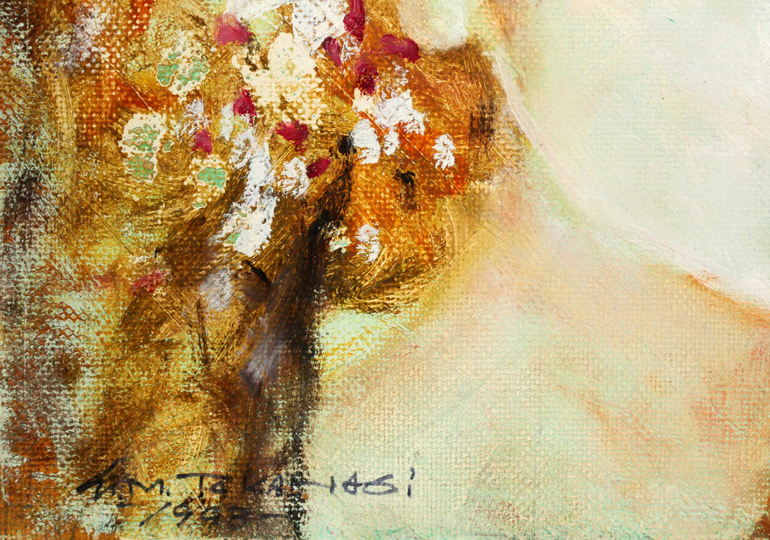 高橋正一「白い花」油絵・SM　拡大画像3