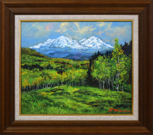 高橋益之「大雪山遠望」油絵・F8号
