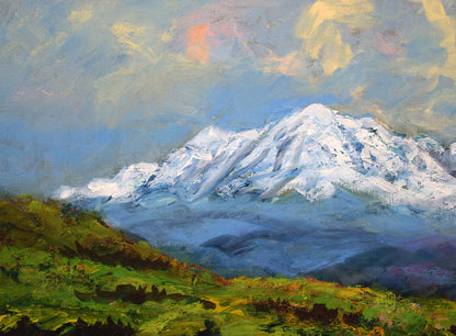 高橋益之「大雪山遠望」油絵・F8号　拡大画像1
