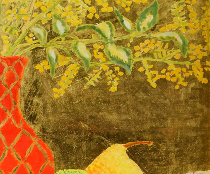 高田龍子「ミモザ」黄金テンペラ画・F3号　拡大画像4