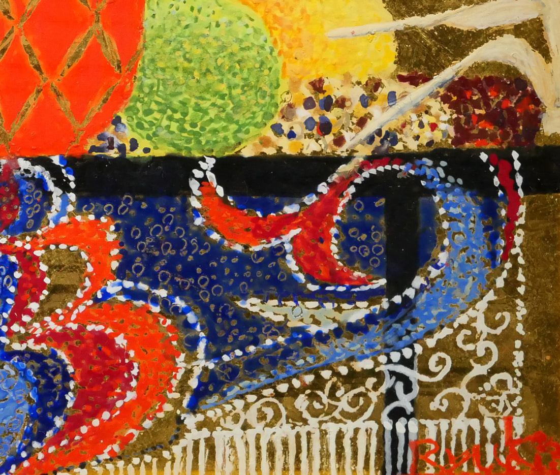 高田龍子「ミモザ」黄金テンペラ画・F3号 – 小竹美術