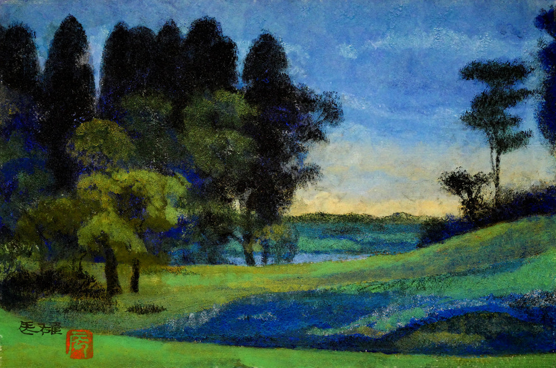 高山辰雄「野」日本画・P6号　作品全体画像