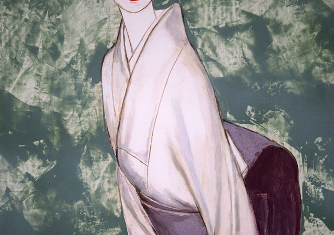 高沢圭一「みどり（月間クオリティ表紙絵原画）」油絵・F6号　拡大画像3