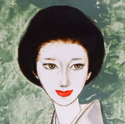 高沢圭一「みどり（月間クオリティ表紙絵原画）」油絵・F6号　拡大画像2