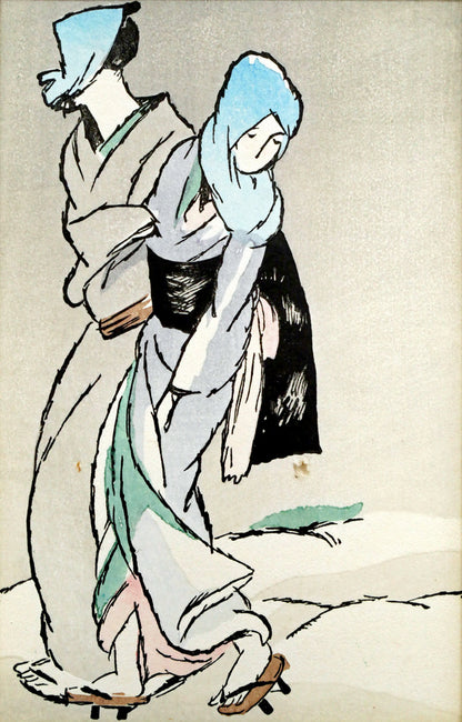 竹久夢二「夢二小品版画集より（加藤版画研究所）」木版画　作品全体画像