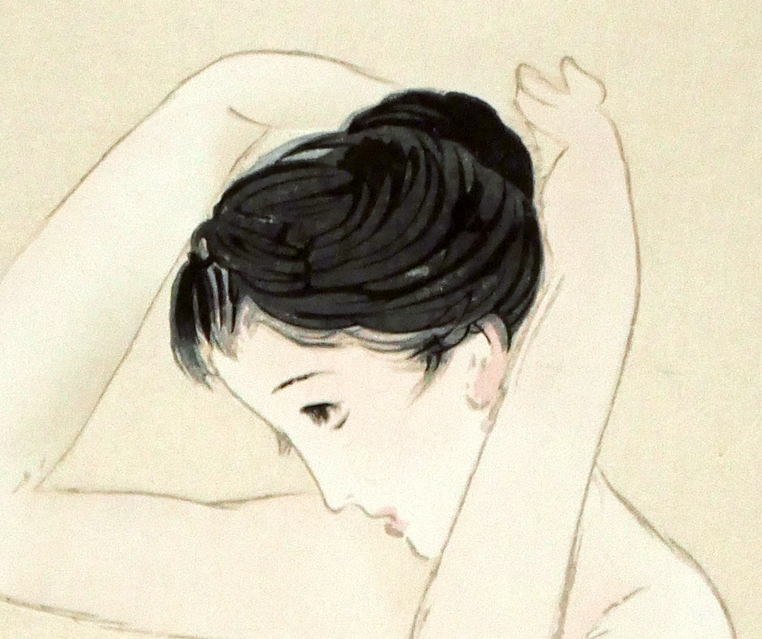 竹久夢二「蛙」木版画　拡大画像3