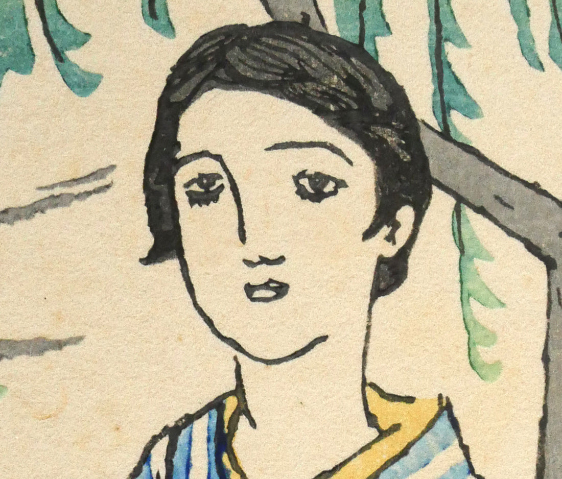 竹久夢二「恋ごころ『夢二小品版画集』加藤版画研究所」木版画　拡大画像2
