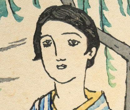 竹久夢二「恋ごころ『夢二小品版画集』加藤版画研究所」木版画　拡大画像2